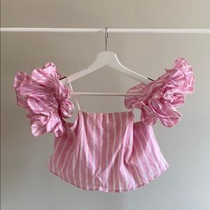 Luxxel striped ruffle top